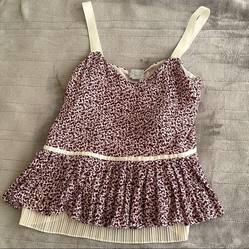 Jason Wu Red and White Ruched Front Babydoll Top